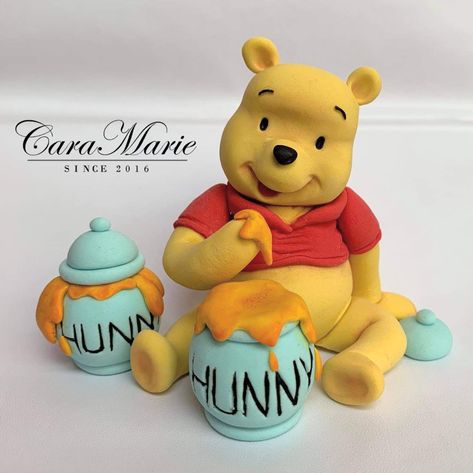 Disney Fondant Cake, Winnie The Pooh Fondant Tutorial, Winnie The Pooh Fondant Cake, Pooh Bear First Birthday Cake, Winnie The Pooh Fondant, Cake Pooh, Winnie The Pooh Cake Topper, Pooh Cake Topper, Fondant Unicorn Cake Toppers