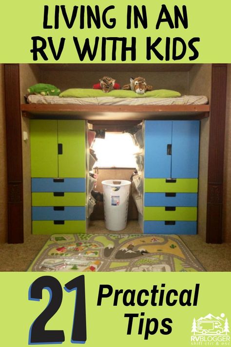 Children and their parents will love this article! It is full of great practical tips, tricks and hacks for living in an RV with kids while traveling full time or on vacation. It has some great ideas for RV camping activities, creating kids space and what to put in your kids room. #rvblogger #campingwithkids #campingactivities #campingtips #traveltips Living In A Rv, Rv With Kids, Living In An Rv, Travel Trailer Living, Rv Camping Tips, Camper Organization, Space X, Rv Organization, Life On The Road