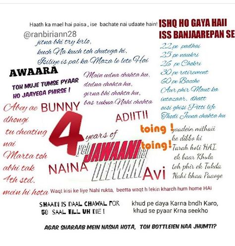 Ye Jawani Hai Deewani, Ok Jaanu Movie, Yjhd Quotes, Welcome Movie, Ok Jaanu, School Life Quotes, Famous Dialogues, Pretty Movie, Movie Dialogues