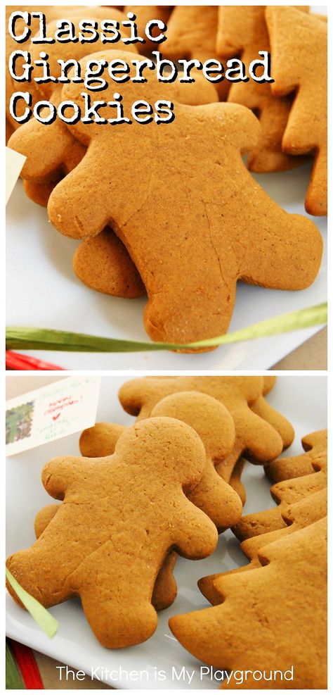 Classic Gingerbread Cookies ~ The BEST classic gingerbread cookies recipe for soft cookies!  It just wouldn't be Christmas without a batch of these tasty little beauties. #gingerbread #gingerbreadcookies #christmascookies  www.thekitchenismyplayground.com Christmas Munchies, Easy Gingerbread Cookie Recipe, Gingerbread Cookies Recipe, Gingerbread Man Recipe, Gingerbread Recipes, Easy Gingerbread Cookies, Best Gingerbread Cookies, Soft Gingerbread, Gingerbread Ideas