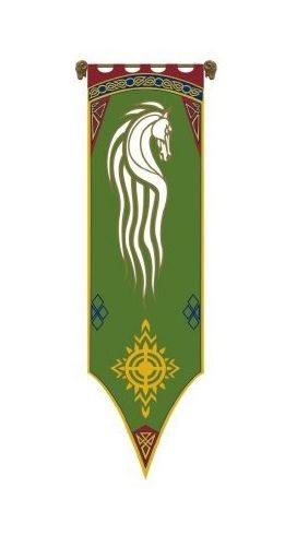 The banner of Rohan is described as bearing a “white horse upon a field of green” (LOTR, bk. V, ch. 10) Rohan Lotr Tattoo, Rivendell Bedroom, Lotr Banner, Embroidery The Shire, Lord Of The Rings Banner, Rohan Banner, Rohan Lotr Art, Lotr Rohan Art, Rohan Horse Symbol