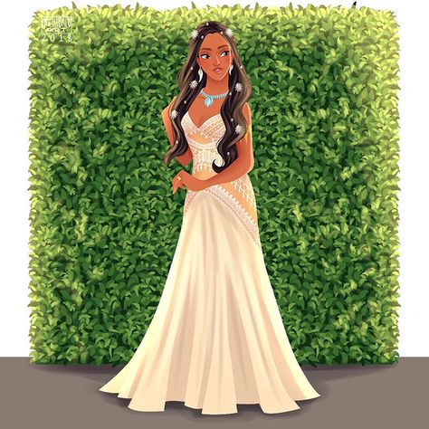 40 Disney Heroines Like We've Never Seen Them Before | Bored Panda Pocahontas Wedding, Disney Princess Wedding Dresses, Disney Princess Wedding, Princess Pocahontas, Princesas Disney Anime, Hairstyles Theme, Disney Women, Disney Princess Fashion, Princess Fashion