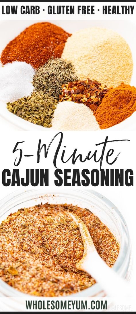 Homemade Cajun Seasoning Mix Recipe | Wholesome Yum Cajun Seasoning Recipe, Cajun Seasoning Mix, Easy Cajun, Homemade Cajun Seasoning, Cajun Spice, Blackened Salmon, Spice Blends Recipes, Homemade Seasoning, Easy Main Dishes