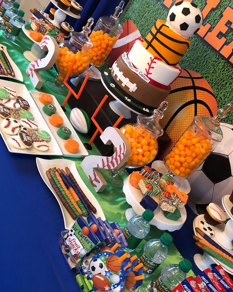 Three Agent Sports Birthday, All Star Theme Party, Sports Themed Cookies, Balls Birthday Theme, Sports Theme Party Decorations, All Star Birthday Party Sports Boys, Sports 2nd Birthday Party, Boy 6th Birthday Party Ideas, Sports Birthday Party Boys