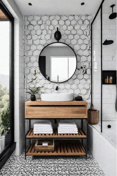 A modern, minimalist bathroom with a calming, neutral color palette and a sense of understated elegance Guess Bathroom, Bathroom On A Budget, Scandi Interior, Countertop Choices, Repurposing Ideas, Minimalist Bathroom Design, Scandi Interiors, Suite Bathroom, Apt Ideas