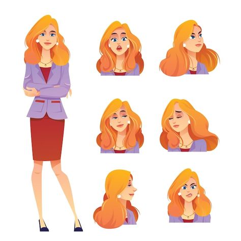 Free vector set of female characters in ... | Free Vector #Freepik #freevector #woman-character #woman-set #business-woman-character #lady-character Business Woman Character Art, Business Woman Character Design, Lady Character Design, Character Mood Boards, Woman Cartoon, Woman Character, Photo Frame Design, Cartoon People, Female Cartoon