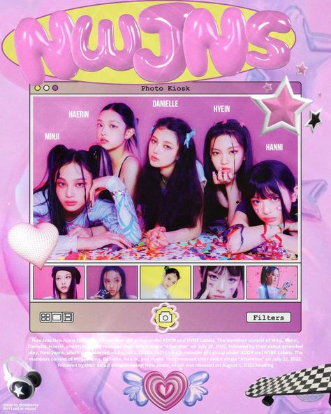 Newjeans Popteen, Newjeans Y2k Poster, Newjeans Poster Edit, New Jeans Design, Layout Design Aesthetic, New Jeans Pink, Newjeans Design, Poster Bts, Newjeans Y2k