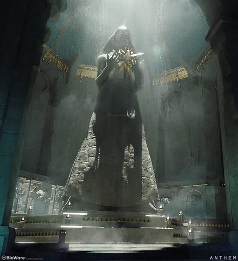 20 Concept Art for Anthem by Ken Fairclough Tomb Concept Art, Fantasy Statue, Ancient Tomb, Concept Artist, Fantasy Places, Scene Design, Landscape Artwork, Matte Painting, Photorealism