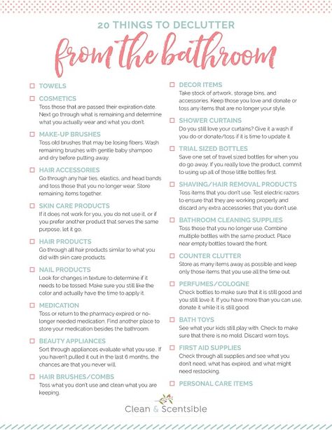 Minimalism Bathroom Organization, How To Declutter Bathroom, Bathroom Declutter Organizing Ideas, Bathroom Items Checklist, 2024 Declutter, Decluttering Bathroom, Bathroom Declutter, Declutter Inspiration, Easy Diy Bathroom