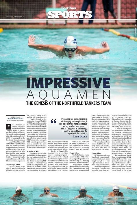 Feature Newspaper Layout, Feature Page Layout Newspaper, Sports Newspaper Design Layout, Article Design Ideas, Sports Magazine Layout, Sports Newsletter, Sports Magazine Design, Sports Layout, Newsletter Design Layout