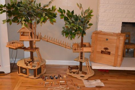 Tumble treehouse, wooden playhouse toy set, wood doll house, | #1720550204 Treehouse Dollhouse, Wood Doll House, Toy Tree, Toy Trees, Wood Doll, Wooden Playhouse, Wood House, Miniature Trees, Small World Play