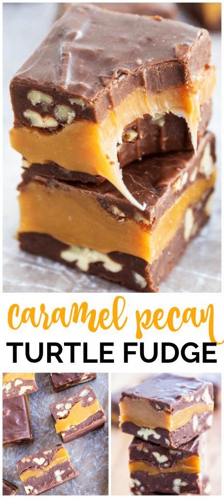 Caramel Pecan Turtle Fudge, Chocolate Easy Desserts, Turtle Fudge Recipe, Christmas Fudge Recipes, Pecan Pie Fudge, Turtle Fudge, Fudge Caramel, Homemade Gourmet, Christmas Fudge