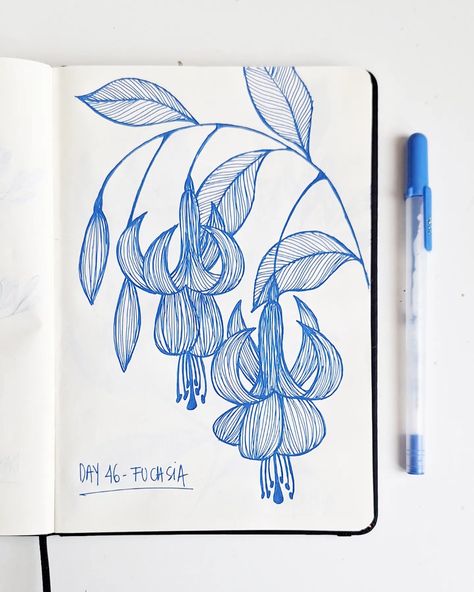 Days 44 to 47 - Still having so much fun! * I'm doing 100 days of floral linework. Each day, I will draw a different flower using a gel pen so I can get better at drawing different and unexpected flowers. If you want to follow me along and also draw, paint, or make a collage of the same flowers, stay tuned as I will be sharing a list with new flowers each 10 days. #100dayproject #100dayofflorallinework #florallinework #flowerdrawing #flowersketch Pen Drawings Of Flowers, Butterflies And Flowers Drawing, Sketchbook Ideas Pen, Flower Drawing Embroidery, Colored Pencil Flower Drawing, Sketchbook Ideas Flowers, Pen Drawing Flower, How To Draw Flowers Step By Step, Pen Flower Drawing