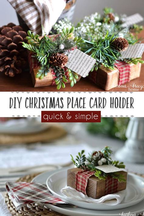 Diy Christmas Place Card Holders, Diy Christmas Place Cards, Diy Christmas Place Settings, Christmas Place Card Ideas, Christmas Place Settings Diy Name Cards, Christmas Name Place Ideas, Christmas Place Settings Diy, Christmas Place Cards Diy, Place Card Holders Christmas