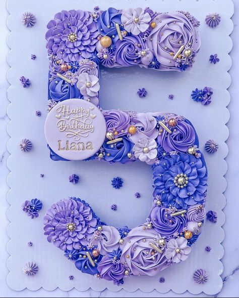 Pull Apart Number Cake, Number 5 Cupcake Cake, Bdy Cake, Butterfly Cupcake Cake, Letter Cakes, Cake Designs For Girl, Alphabet Cake, Number Birthday Cakes, Pull Apart Cupcake Cake