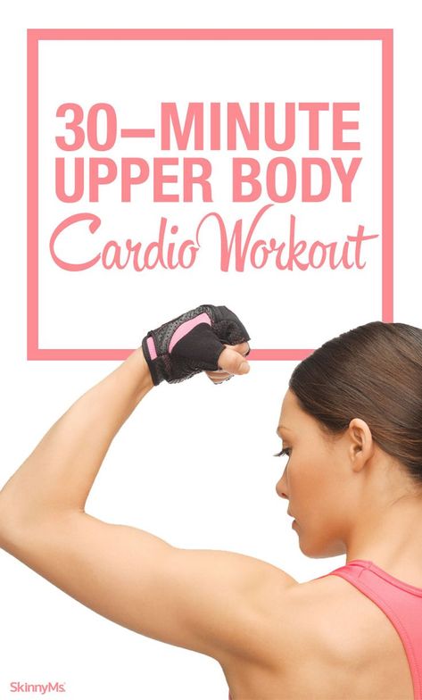 With this 30-minute interval routine you can get a full upper body workout that’s more effective than an hour of lifting. This upper body cardio workout combines moves that target the biceps and shoulders with heart-pumping cardio moves that torch calories. Upper Body Cardio Workout, 30 Days Workout Challenge, Cardio Moves, Full Upper Body Workout, Upper Body Cardio, Benefits Of Cardio, Cardio Boxing, Heart Pumping, Cardio Routine