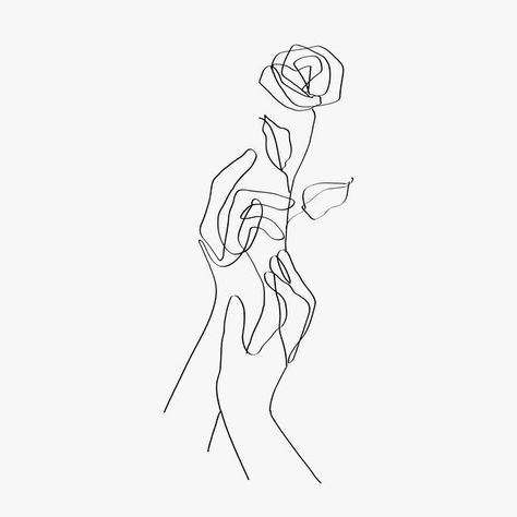 Hands With Flowers, Drawing Of Hands, Line Art Hands, Aestethic Wallpaper, Art Abstrait Ligne, Hands Vector, Rose Line Art, Minimal Line Drawing, One Line Tattoo