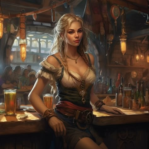 Female Bartender, Pirate Art, Heroic Fantasy, Female Character Concept, Dungeons And Dragons Characters, Female Human, Female Character Design, Dnd Characters, Character Portraits