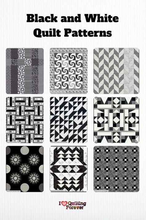 Free Black and White Quilt Patterns to Inspire Black And White Quilts Patterns Ideas, Black And White Quilt Patterns, White Quilt Patterns, Modern Quilt Patterns Free, Monochromatic Quilt, Black And White Quilt, Log Cabin Quilt Blocks, Two Color Quilts, Black And White Quilts