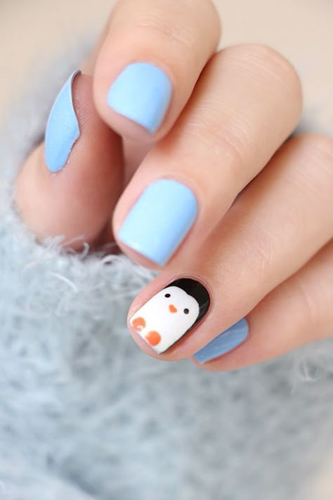 Nails ideas Painted Nails Ideas, Nails Animals, Penguin Nail Art, Beginner Nail Designs, Penguin Nails, Animal Nail Designs, Kids Nail Designs, Nail Art For Kids, Animal Nail Art