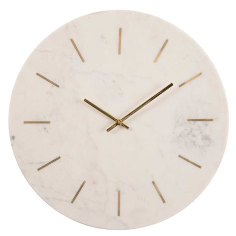 Brass and Marble Clock | Clocks & Accessories - Barker & Stonehouse Marble Clock, Statement Lamp, Contemporary Wall Clock, Brass Inlay, How To Make Wall Clock, Marble Inlay, Barker And Stonehouse, Marble And Gold, Marble Wall