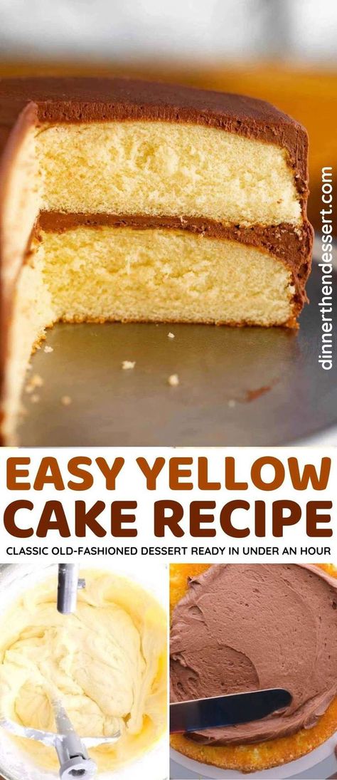 Easy Yellow Cake Mix Recipes, Cake Recipe Using Cake Flour, Yellow Cake Recipes, Easy Yellow Cake Recipe, Basic Yellow Cake Recipe, Easy Yellow Cake, Yellow Cake From Scratch, Diy Cake Recipes, Dessert Corner