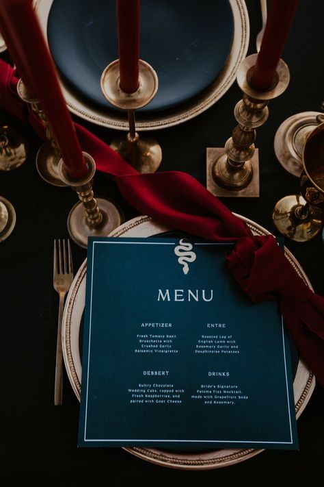 Black, Burgundy, and Gold Wedding Inspiration Black Burgundy Gold Wedding Table, Cabernet And Gold Wedding, Garnet Wedding Colors, Deep Red Wedding Decor, Garnet And Gold Wedding, Black White Burgundy Wedding, Maroon Decorations, Black And Wine Wedding Colors, Burgundy Black And Gold Wedding