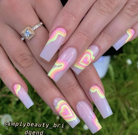 Tomorrowland Nails, Rave Nails Designs, Rave Nails, Groovy Design, Drip Nails, Simple Acrylic Nails, Vibrant Nails, Long Square Acrylic Nails, Acrylic Nails Coffin Short