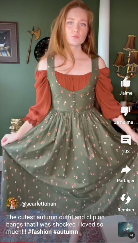 Scarlet O Hair is an inspiration for vintage/fantasy/pixie/faerie fashion Also i wish i had the patience to grow my hair like hers ! Scarlet O'hair, Scarlet Hair, Faerie Fashion, Clip On Bangs, Fashion Autumn, Autumn Dress, I Wish I Had, Autumn Outfit, My Hair