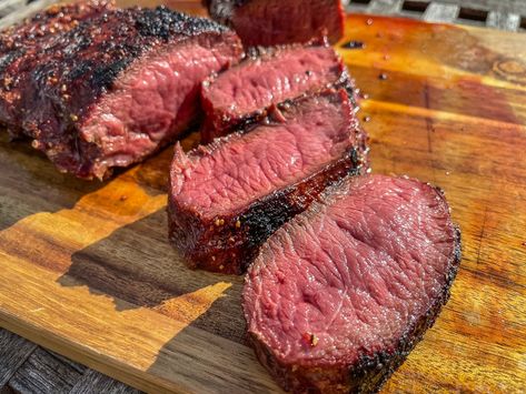 Reverse Seared Smoked Venison Backstrap Smoked Venison, Venison Backstrap Recipes, Backstrap Recipes, Venison Tenderloin, Venison Backstrap, Sirloin Roast, Top Sirloin, Venison Steak, Homemade Sauerkraut