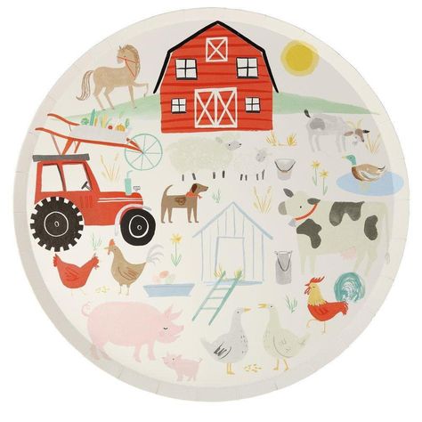 8 On The Farm Large Paper Party Plates Farmyard Animal Party | Etsy Farm Dinner, Ballon Helium, Animal Plates, Tractor Party, Farm Animal Party, Farm Baby Shower, Farm Themed Birthday Party, Barnyard Party, Mini Sandwiches