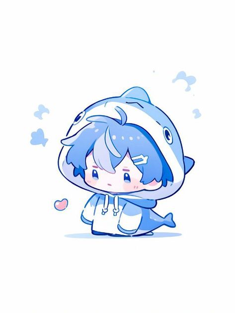 Whale Cute, Chibi Sketch, Chibi Boy, Shark Art, Chibi Anime Kawaii, Cute Shark, Cartoon Tattoos, Animation Art Character Design, Anime Child