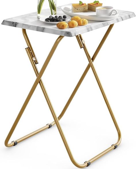 Amazon.com: HUANUO Folding TV Tray Table -Stable Tray Table with No Assembly Required, TV Dinner Tray for Eating, Foldable Snack Tables for Bed & Sofa (Marbling) : Home & Kitchen Metal Tv Trays, Snack Tables, Tv Dinner Trays, Folding Tv Trays, Tv Tray Table, Dinner Tray, Tv Tray, Portable Snacks, Tv Dinner