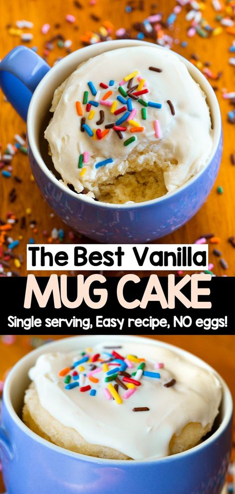 Mug Cake Frosting Recipe, Keto Mug Cake Recipes Easy, Quick And Easy Gf Snacks, Milk Free Mug Cake, Honey Mug Cake Microwave, Mug Cake Recipe Without Baking Powder, Mug Cake Without Baking Powder, Greek Yogurt Mug Cake, Easy Vanilla Mug Cake