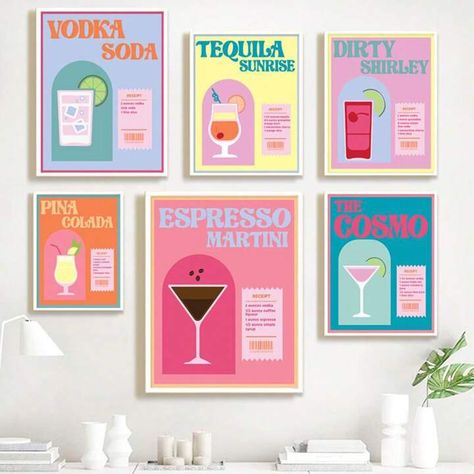 6pcs/Set Cocktail Posters Prints Set Of 6, Bar Cart Art, Apartment Decor, Cocktail Poster, Bar Cart Decor, Bar Art Gallery Wall, Canvas Prints, No Frame | SHEIN USA Gallery Wall Canvas, Cocktail Posters, Art Apartment Decor, Canvas Gallery Wall, Art Apartment, Cocktail Poster, Bar Cart Art, Cart Decor, Cocktails Sign