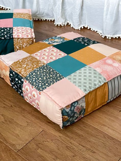 French Mattress Cushions — Sharon Holland Designs Quilted Floor Cushion, Quilt Cushion Covers, Floor Cushion Sewing Pattern, Floor Cushions Diy, Floor Pillow Pattern, Quilt Cushion, French Mattress Cushion, Sharon Holland, French Mattress