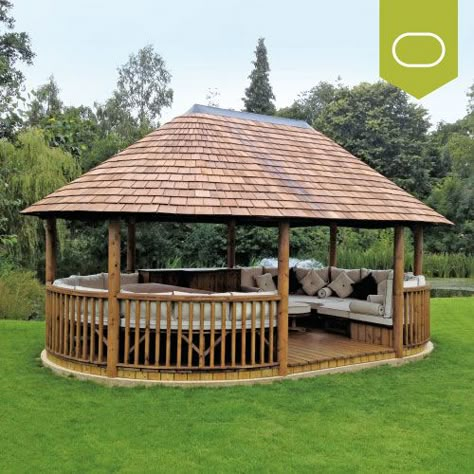 Gazebo Designs Outdoor, Breeze House Garden, Outdoor Hut Design, Backyard Ideas Modern, Garden Gazebo Ideas, Luxury Gazebo, Leek Staffordshire, Backyard Interior, Breeze House