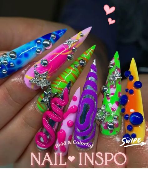 Rave Nails, Stilleto Nails Designs, Bad Nails, Nail Goals, Sassy Nails, Nail Candy, Exotic Nails, Nail Sets, Baby 2