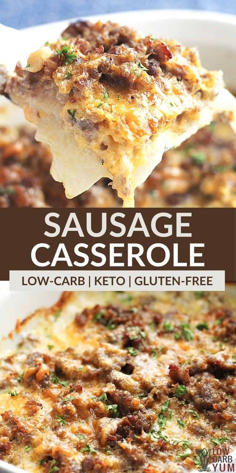 Keto Recipes Using Breakfast Sausage, Keto Friendly Sausage Recipes, Keto Sausage Casserole Dinner, Low Carb Sausage Casserole, Keto Recipes Using Ground Sausage, Keto Breakfast With Sausage, Low Carb Ground Italian Sausage Recipes, Keto Pork Sausage Recipes Dinner, Gluten Free Sausage Casserole