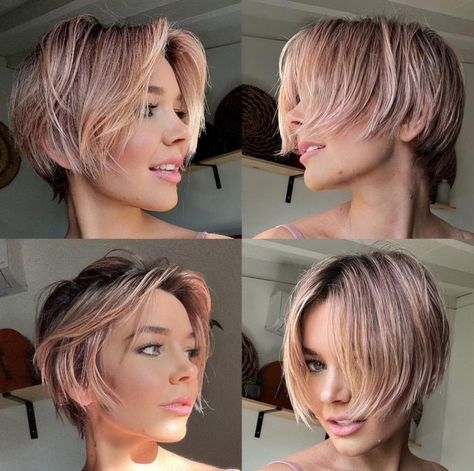 Rose Gold Pixie, Bob Pixie Cut, Short Pixie Bob, Pixie Bob Hairstyles, Longer Pixie Haircut, Pixie Bob Haircut, Edgy Haircuts, Pixie Haircut For Thick Hair, Natural Wavy Hair