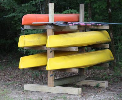 Tangents from TazMania: New and Improved SMT Post Diy Kayak Storage Rack, Kayak Rack Diy, Diy Kayak Storage, Boat Rack, Canoe Trailer, Cottage Yard, Kayak Holder, Paddle Board Storage, Paddleboard Rack