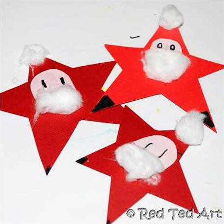 Paper Star Santas #christmas #craft #preschool Santa Christmas Cards, Santa Crafts, Christmas Arts And Crafts, Christmas School, Preschool Christmas, Easy Christmas Crafts, Childrens Christmas, Christmas Star, Christmas Crafts For Kids