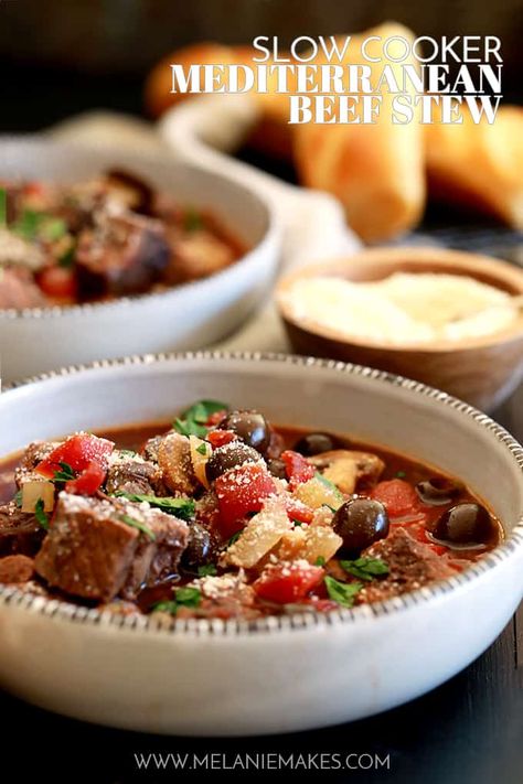 Slow Cooker Mediterranean, Mediterranean Beef Stew, Mediterranean Beef, Mediterranean Lamb, Slow Beef Stew, Chicken Tikka Masala Recipes, Lamb Stew, Stewed Tomatoes, Stew Meat