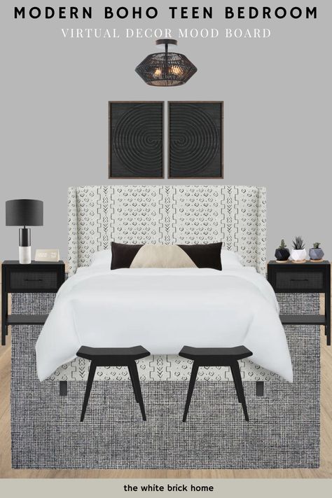 Teen girl bedroom ideas, teen girl bedrooms, teen girl bedroom ideas aesthetic, teen girl bedroom decor, teen girl bedding, teen girl bedrooms boho, boho bedroom, teen girl  bedroom ideas boho, teen girl bedroom ideas 2023, teen girl bedroom designs, black and white bedroom for a teen girl, upholstered bed for a teen girl Bedroom Ideas Teen Girl, Bedroom Decor Teen, Teen Girl Bedroom Decor, Teen Girl Bedroom Designs, Girls Boho Bedroom, Bed Boho, Teen Black, Rattan Ceiling, Boho Bed