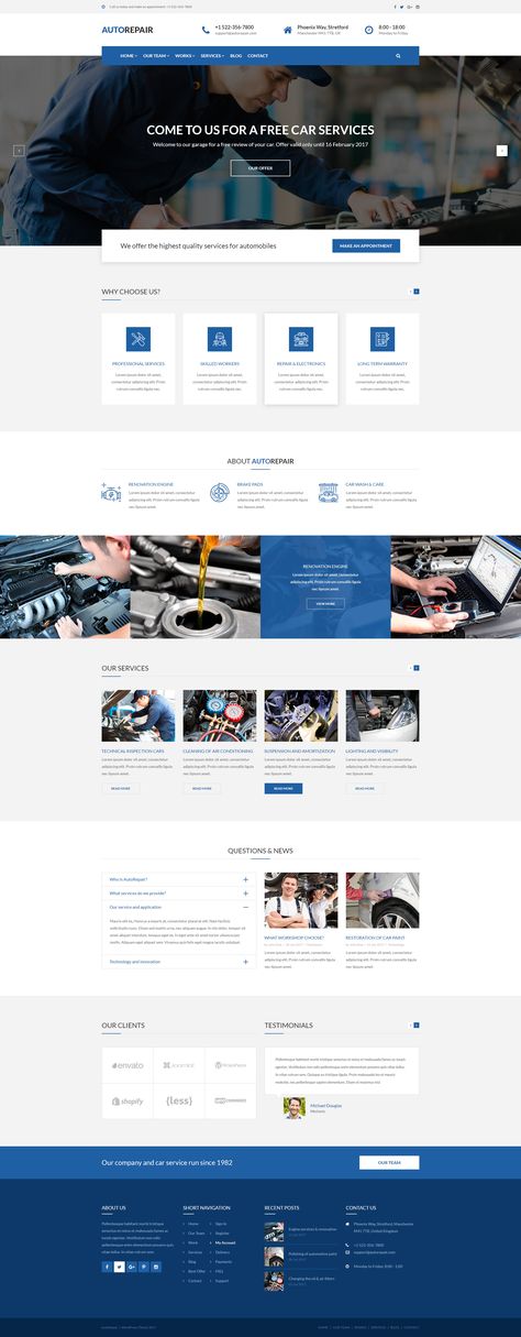 AutoRepair – Car Mechanic – PSD Template for Mechanic Workshop Mechanic Website Design, Mechanic Website, Mechanic Workshop, Need Change, Car Websites, Small Business Website Design, Web Design Ux Ui, Web Ideas, Mechanical Workshop