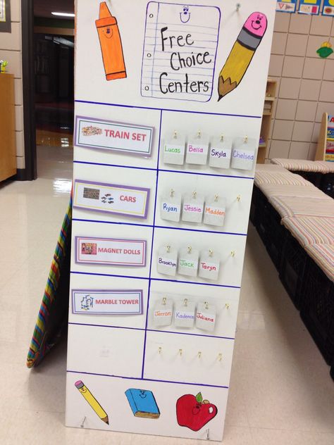 Free Choice Centers, Classroom Corner, Preschool Organization, Alphabet Centers, Center Signs, Classroom Setting, Preschool Teacher, Train Set, Kindergarten Math