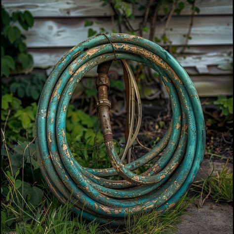 Why You Should Never Throw Your Old Garden Hose Away Recycled Garden Hose, Hose Storage Ideas, Garden Hose Wreath, Garden Hose Hanger, Hose Hanger, Unique Garden Decor, Old Garden, Garden Hose Reel, Hose Storage