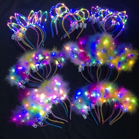 Neon Theme Party Decorations, Led Headbands, Led Lights Party, Rave Wedding, Neon Party Ideas, Glow Theme Party, Glow Party Decorations, Women Party Ideas, Neon Party Decorations