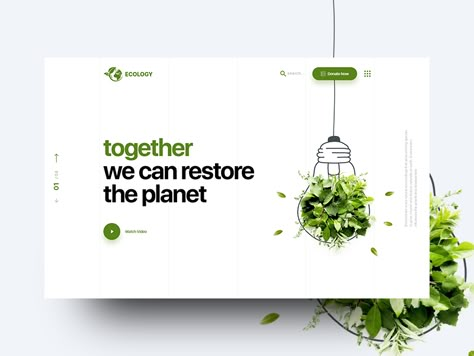 Ecology & Environment Landing Page by inoxstudio on Dribbble Desain Ux, Desain Editorial, Webdesign Inspiration, Watercolor Set, Responsive Web Design, Responsive Web, Web Layout, Web Designs, Website Inspiration