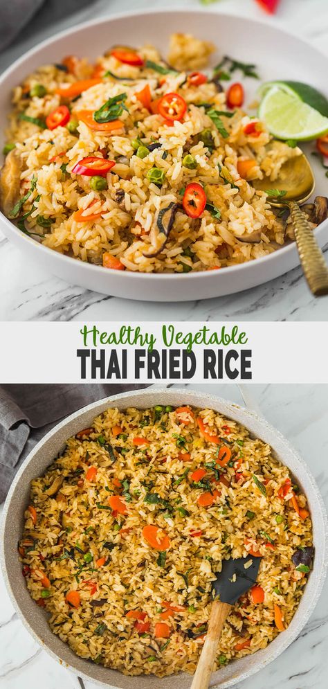 Healthy Spring Rolls, Vegetarian Fried Rice, Jasmine Rice Recipes, Thai Fried Rice, Vegetarian Thai, Thai Sauce, Rice Recipes For Dinner, Ladies Jewellery, Rice Side